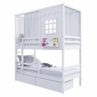 Beliche Casinha Reta Com 02 Gavetas Grade Removível E Cortina Madeira Maciça Branco Housin - 6