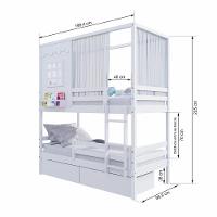 Beliche Casinha Reta Com 02 Gavetas Grade Removível E Cortina Madeira Maciça Branco Housin - 7