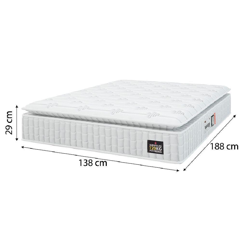 Cama Box Colchão Casal Espuma D33 Vangogh Pillow Top 138x188x67cm Linho Branco Hellen Branco - 3