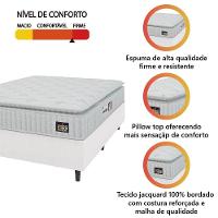 Cama Box Colchão Casal Espuma D33 Vangogh Pillow Top 138x188x67cm Linho Branco Hellen Branco - 2