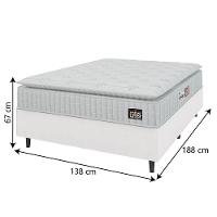 Cama Box Colchão Casal Espuma D33 Vangogh Pillow Top 138x188x67cm Linho Branco Hellen Branco
