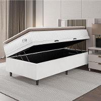 Cama Box Baú Colchão Solteiro Molas Ensacadas City Pillow Top 88x188x64cm Linho Branco / Bege Hellen Branco - 2