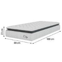 Cama Box Baú Colchão Solteiro Molas Ensacadas City Pillow Top 88x188x64cm Linho Branco / Preto Hellen Branco - 3