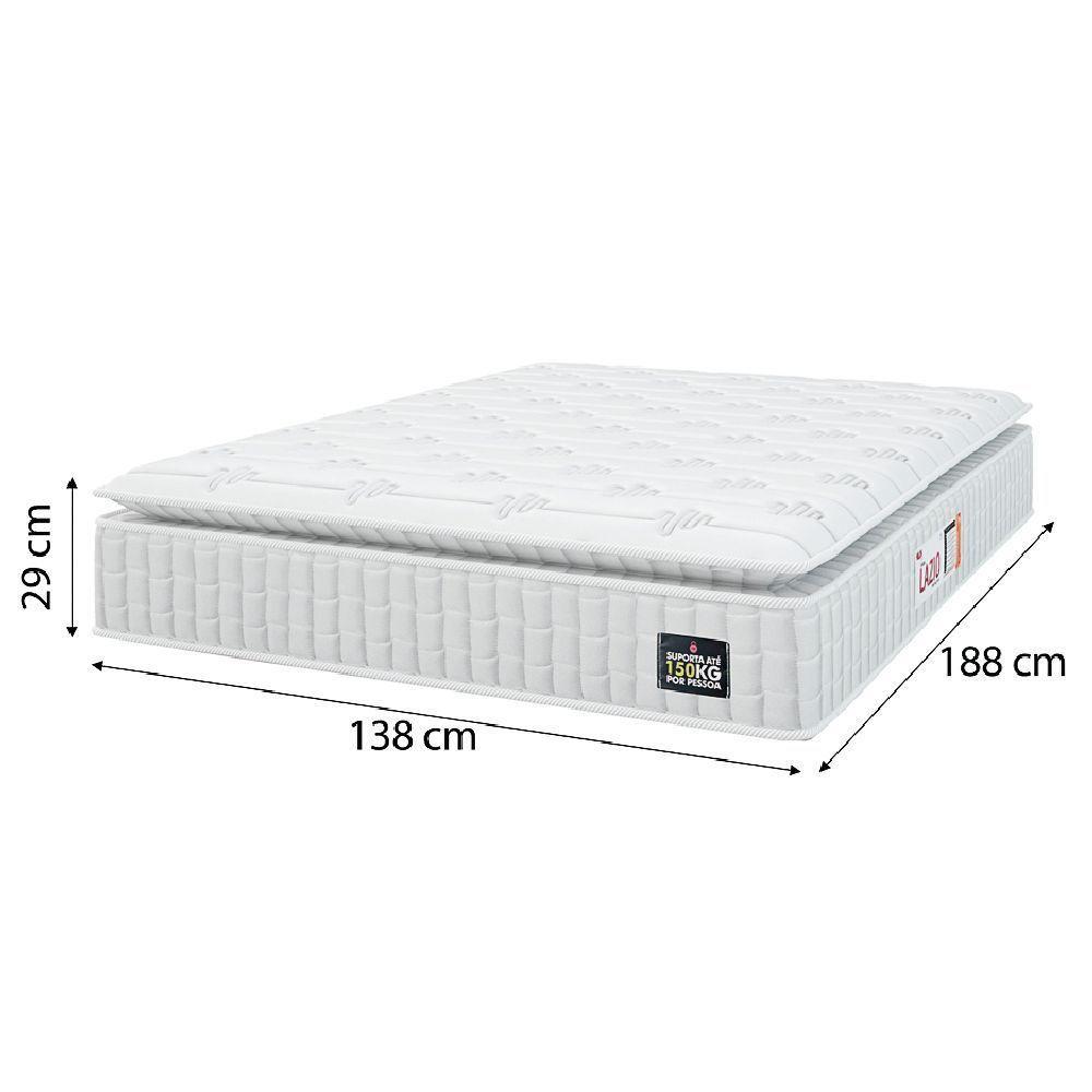 Cama Box Baú Colchão Casal Espuma D45 Lazio Pillow Top 138x188x70cm Linho Branco Hellen Branco - 4