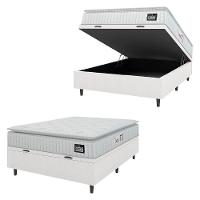 Cama Box Baú Colchão Casal Espuma D45 Lazio Pillow Top 138x188x70cm Linho Branco Hellen Branco - 1