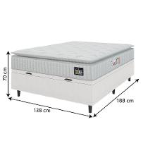 Cama Box Baú Colchão Casal Espuma D45 Lazio Pillow Top 138x188x70cm Linho Branco Hellen Branco - 5