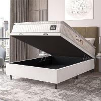 Cama Box Baú Colchão Casal Espuma D45 Lazio Pillow Top 138x188x70cm Linho Branco Hellen Branco - 6