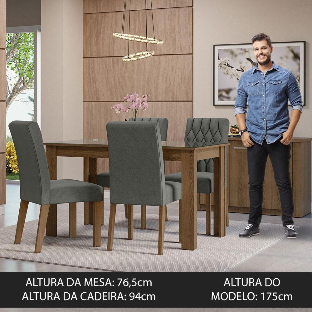 Conjunto Sala Jantar Mesa Vidro 4 Cadeiras Rustic - 6