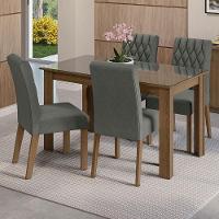 Conjunto Sala Jantar Mesa Vidro 4 Cadeiras Rustic - 1