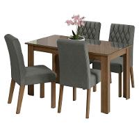 Conjunto Sala Jantar Mesa Vidro 4 Cadeiras Rustic - 2