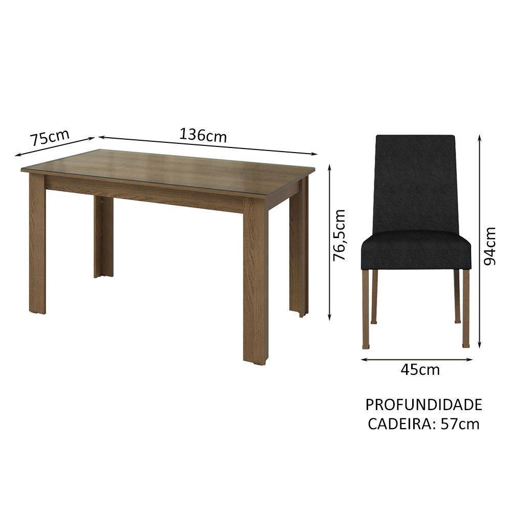 Conjunto Sala Jantar Mesa Vidro 4 Cadeiras Rustic - 7