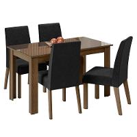Conjunto Sala Jantar Mesa Vidro 4 Cadeiras Rustic - 3