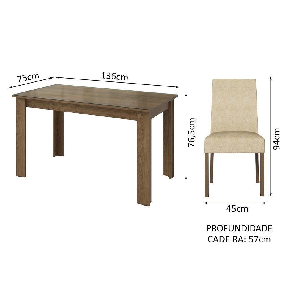 Conjunto Sala Jantar Mesa Vidro 4 Cadeiras Rustic - 7