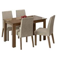 Conjunto Sala Jantar Mesa Vidro 4 Cadeiras Rustic - 2