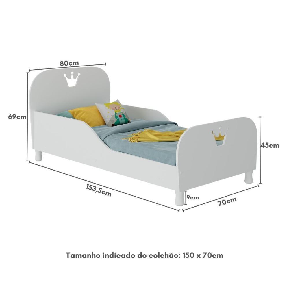 Cama Infantil Para Colchão 70x150cm 100% Mdf Majestade Multimóveis Bb2321 Branco Branco - 2