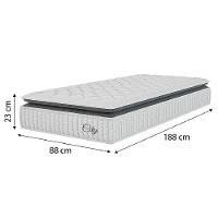 Cama Box Colchão Solteiro Molas Ensacadas City Pillow Top 88x188x61cm Linho Branco / Preto Hellen Branco/pre - 3