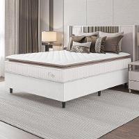 Cama Box Colchão Casal Molas Ensacadas City Pillow Top 138x188x61cm Linho Branco / Bege Hellen Branco/bg - 5