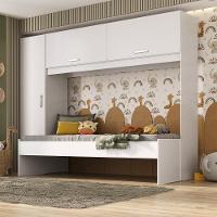 Cama Solteiro Com Guarda-roupas Para Colchão 88x188 Cm Casadinho Multimóveis Bb2650 Branco Branco - 7