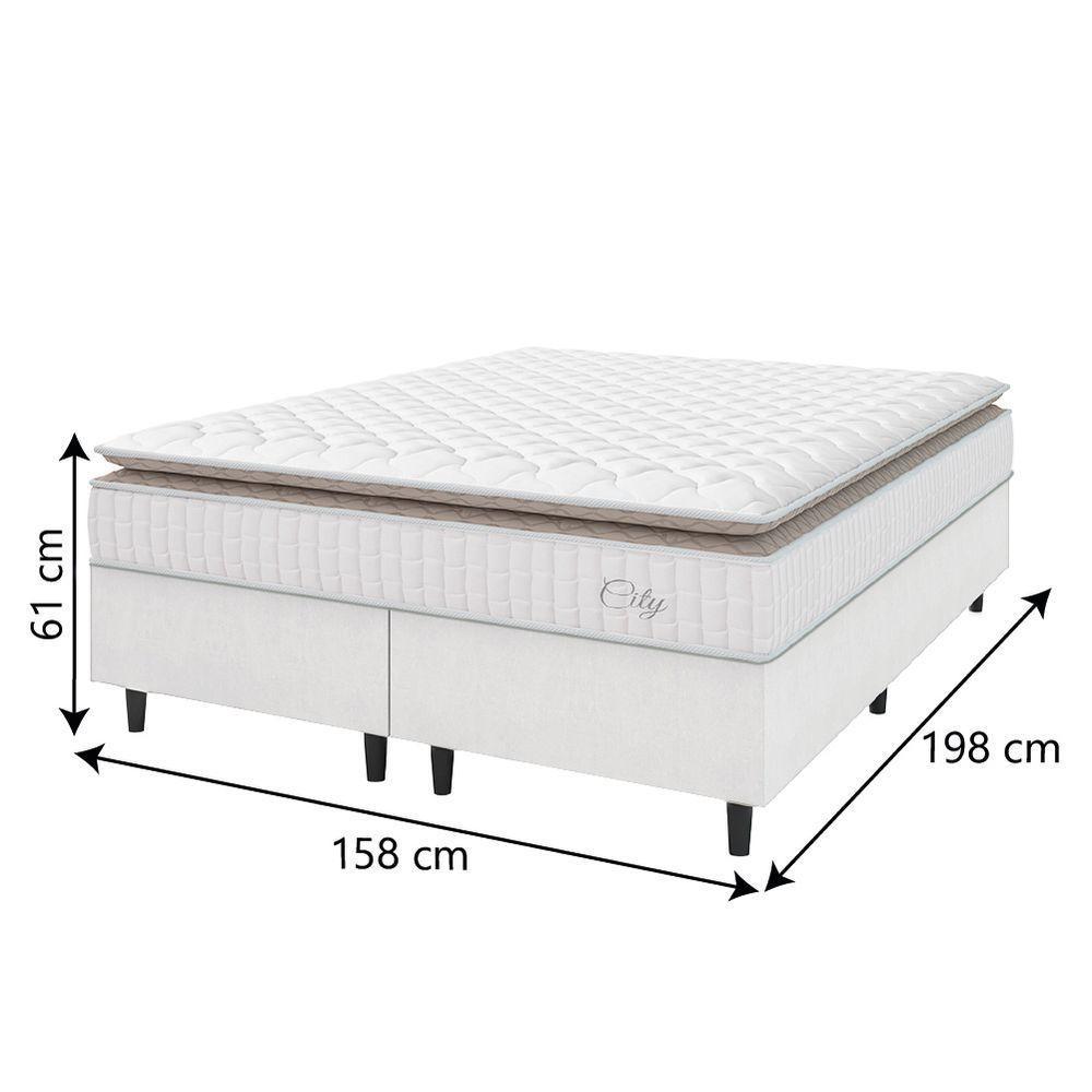 Cama Box Colchão Casal Queen Molas Ensacadas City Pillow Top 158x198x61cm Linho Branco / Bege Hellen Branco/bg - 4