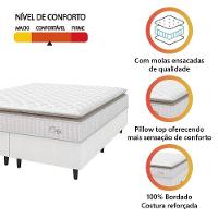 Cama Box Colchão Casal Queen Molas Ensacadas City Pillow Top 158x198x61cm Linho Branco / Bege Hellen Branco/bg - 2
