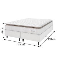 Cama Box Colchão Casal Queen Molas Ensacadas City Pillow Top 158x198x61cm Linho Branco / Bege Hellen Branco/bg