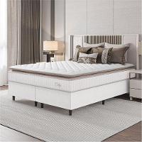 Cama Box Colchão Casal Queen Molas Ensacadas City Pillow Top 158x198x61cm Linho Branco / Bege Hellen Branco/bg - 5