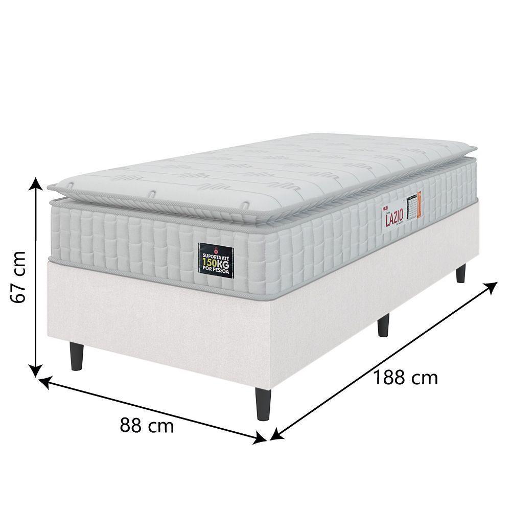 Cama Box Colchão Solteiro Espuma D45 Lazio Pillow Top 88x188x67cm Linho Branco Hellen Branco - 4