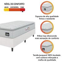 Cama Box Colchão Solteiro Espuma D45 Lazio Pillow Top 88x188x67cm Linho Branco Hellen Branco - 2