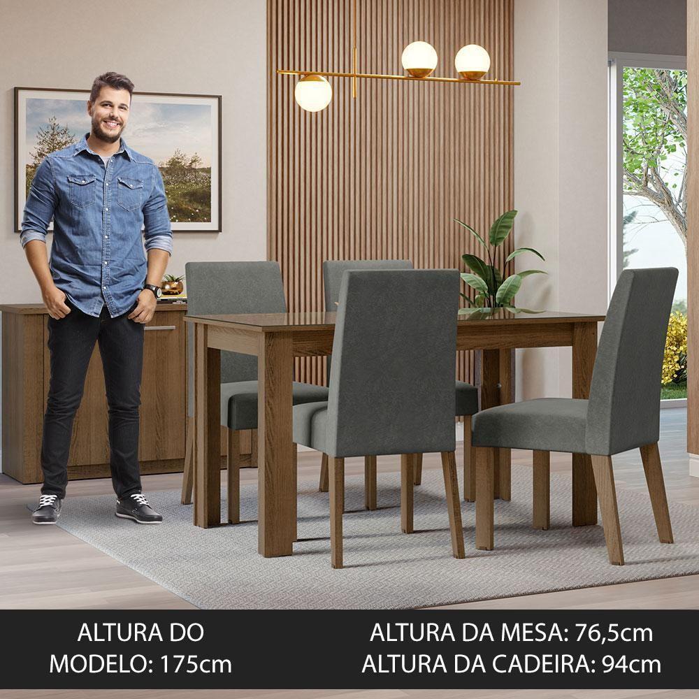 Conjunto Sala Jantar Mesa Vidro 4 Cadeiras Rustic - 6