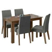 Conjunto Sala Jantar Mesa Vidro 4 Cadeiras Rustic - 2