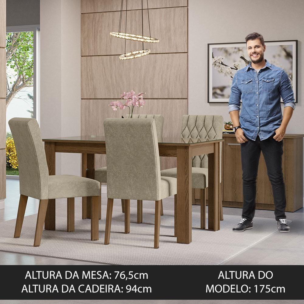 Conjunto Sala Jantar Mesa Vidro 4 Cadeiras Rustic - 6
