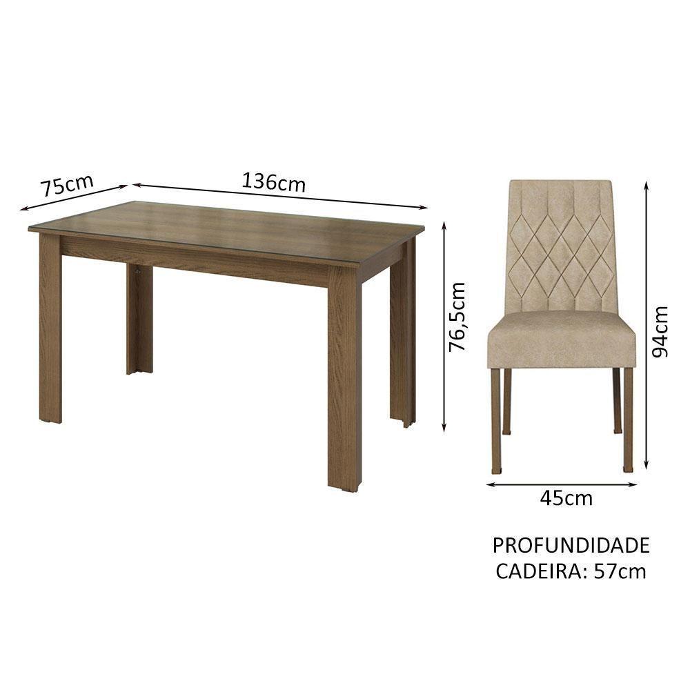 Conjunto Sala Jantar Mesa Vidro 4 Cadeiras Rustic - 7