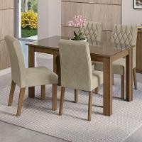 Conjunto Sala Jantar Mesa Vidro 4 Cadeiras Rustic - 1