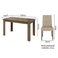 Conjunto Sala Jantar Mesa Vidro 4 Cadeiras Rustic - 7