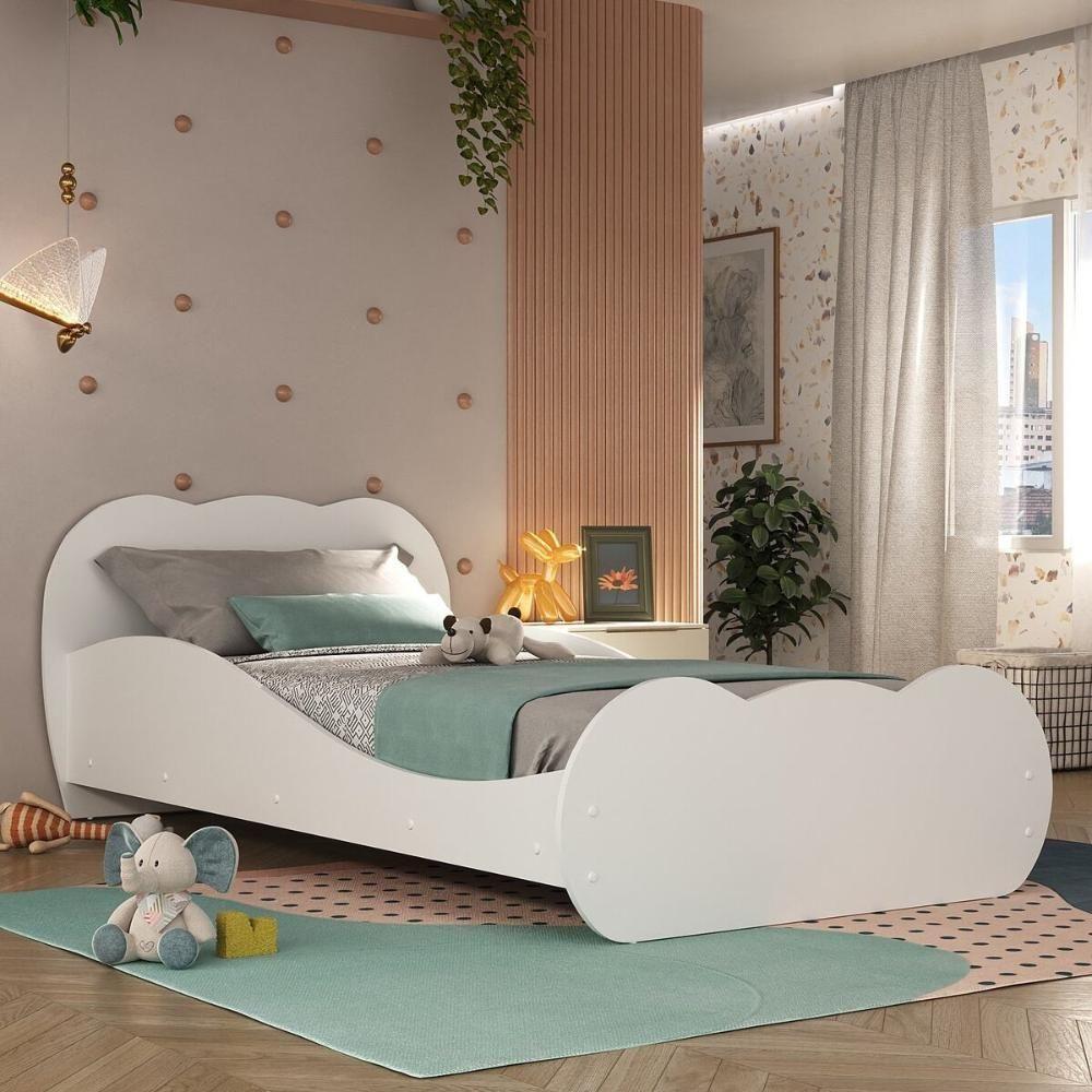 Cama Solteiro Para Colchão 88x188cm 100% Mdf Carolina Multimóveis Bb2761 Branco Branco - 7