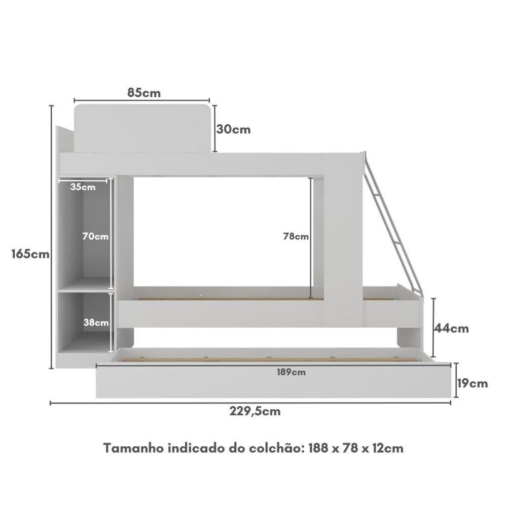 Treliche Para Colchão 78x188cm Sundae Multimóveis Bb329 Branco - 2