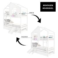 Treliche Casinha Com Janela Com Escada/escorregador E Grade De Proteção Madeira Maciça Branco Housin