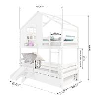 Treliche Casinha Com Janela Com Escada/escorregador E Grade De Proteção Madeira Maciça Branco Housin - 6