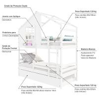 Treliche Casinha Com Janela E Grade De Proteção Madeira Maciça Branco Housin - 3