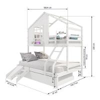 Treliche Casinha Com Janela Casal/Solteiro Com Escada/escorregador Madeira Maciça Branco Housin - 5