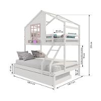 Treliche Casinha Com Janela Casal-solteiro Madeira Maciça Branco- Rosa Housin - 6