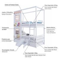 Treliche Casinha Reta Com 02 Janelas E Escorregador Madeira Maciça Branco/ Rosa Housin - 5