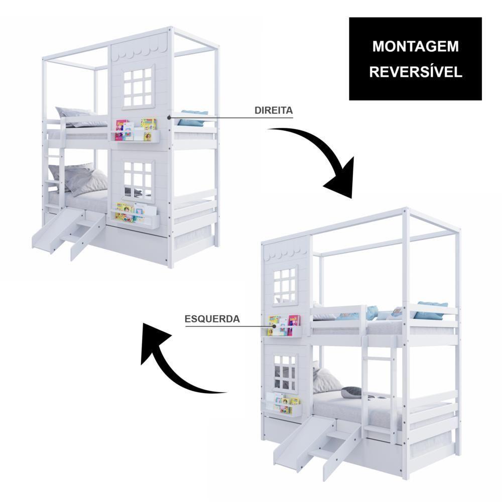 Treliche Casinha Reta Com 02 Janelas E Escorregador Madeira Maciça Branco Housin - 2