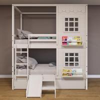 Treliche Casinha Reta Com 02 Janelas E Escorregador Madeira Maciça Branco Housin - 1