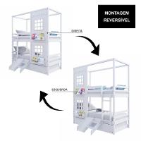 Treliche Casinha Reta Com 02 Janelas E Escorregador Madeira Maciça Branco Housin - 2