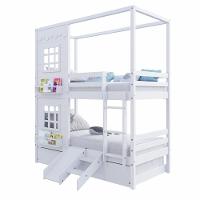 Treliche Casinha Reta Com 02 Janelas E Escorregador Madeira Maciça Branco Housin - 3