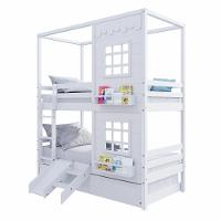 Treliche Casinha Reta Com 02 Janelas E Escorregador Madeira Maciça Branco Housin - 6