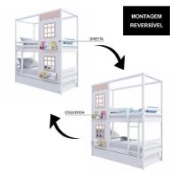 Treliche Casinha Reta Com 02 Janelas Madeira Maciça Branco/ Rosa Housin