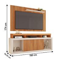 Rack Bancada Com Painel Ripado Para Tv Até 65 Polegadas 1,80m Panamá Buriti / Off White Caemmun