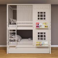 Treliche Casinha Reta Com 02 Janelas E Cortina Madeira Maciça Branco Housin - 1